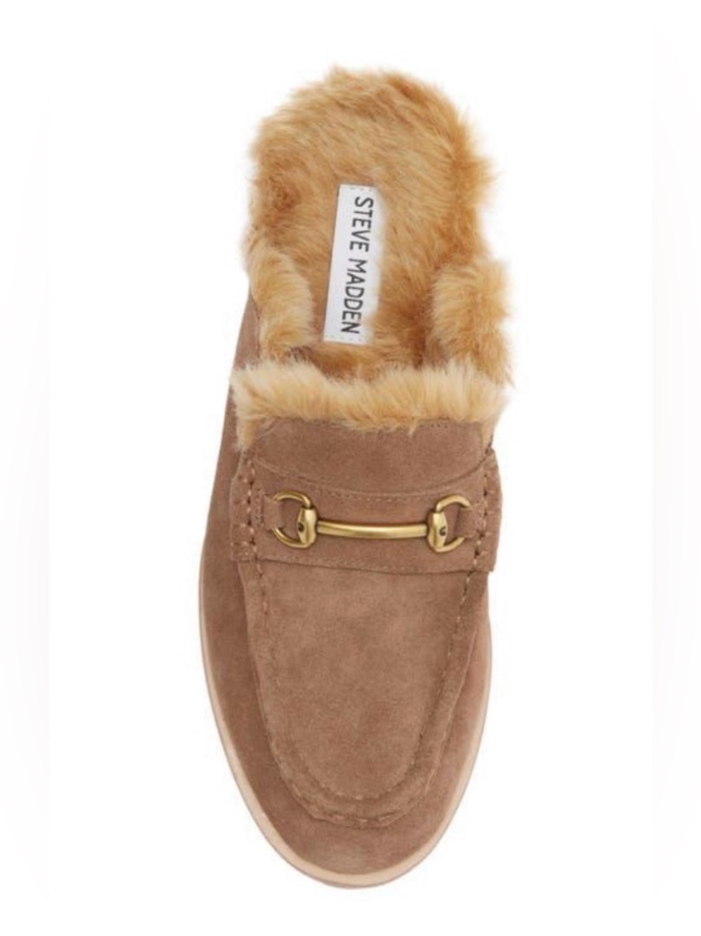 NWOT Steve Madden Brown Milah Horsebit Faux Fur Lined Mule Size 7